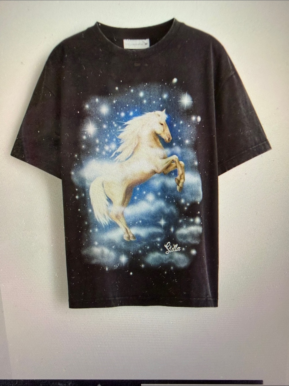 Stella McCartney x H&M Size M Black Tee with White Horse Graphic Pegasus BNWT